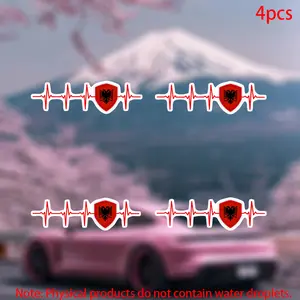 Albania Flag Stickers Set, Durable Vinyl Material, Perfect for Cars Doors Windows Laptops Furniture, 4pcs Decorative Decals