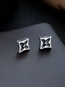 Zirconia Inlay Rhombic Four-Leaf Clover Ear Cuffs, No Piercing Painful Jewelry, Unisex Trendy Hip-Hop Fashion Accessory, Earrings