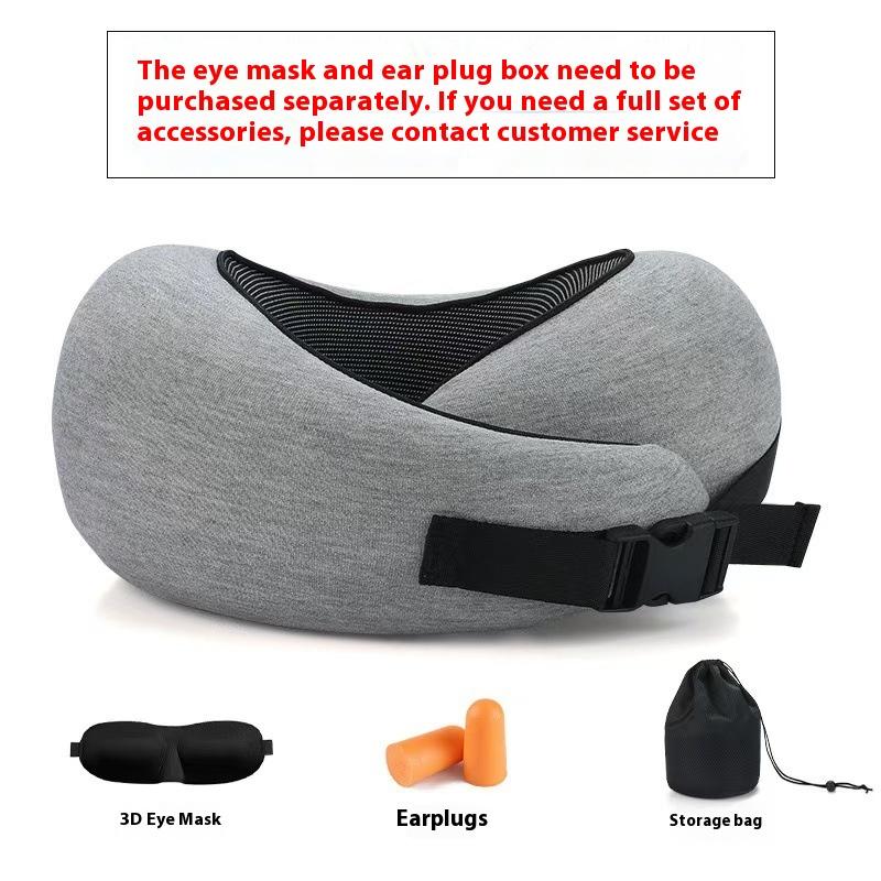 Soft Memory Foam Travel Neck Pillow U Shape Adjustable Support for Comfortable Sleeping on Plane Car Office Noon Break Aerodynamic Design