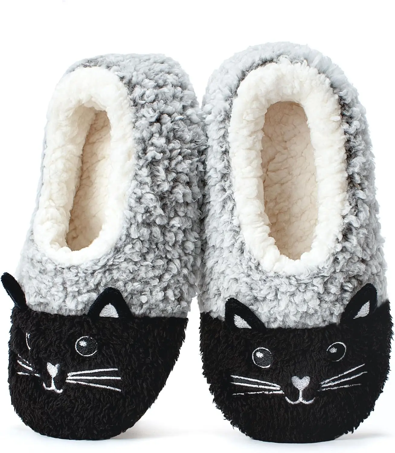 Cute Fuzzy Animal Slippers for Women Kids & Toddler Soft Sole Plush Slipper Socks with Non Slip Grippers