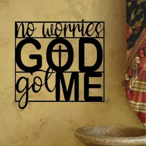 Christ Metal Wall Art with Biblical Scriptures - Inspiring Quotes from 'Worry Free God Go to Me', Laser Cut Iron Plaque, Perfect Gift for Boyfriend or Best Friend, Modern Style, Inspiring Wall Decoration