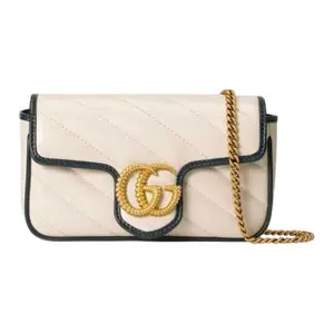 Gucci GG Marmont Mini Crossbody Bag with Gold Logo, Quilted Leather, and Two-Tone Trim for Women