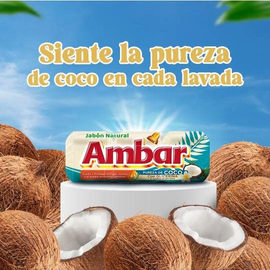 1 TIRA CON 3 BOLAS DE 3 JABON AMBAR COCO y Glicerina -JABON NATURAL From Guatemala Tackles Tough Stains, Grime and Grease Effortlessly but gentle on all Household  surfaces Soap Cleaning