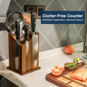 Wooden Magnetic Knife Holder, Kitchen Countertop Knife Storage Rack, Home & Restaurant Knife Organizer, Keeps Kitchen Neat & Organized