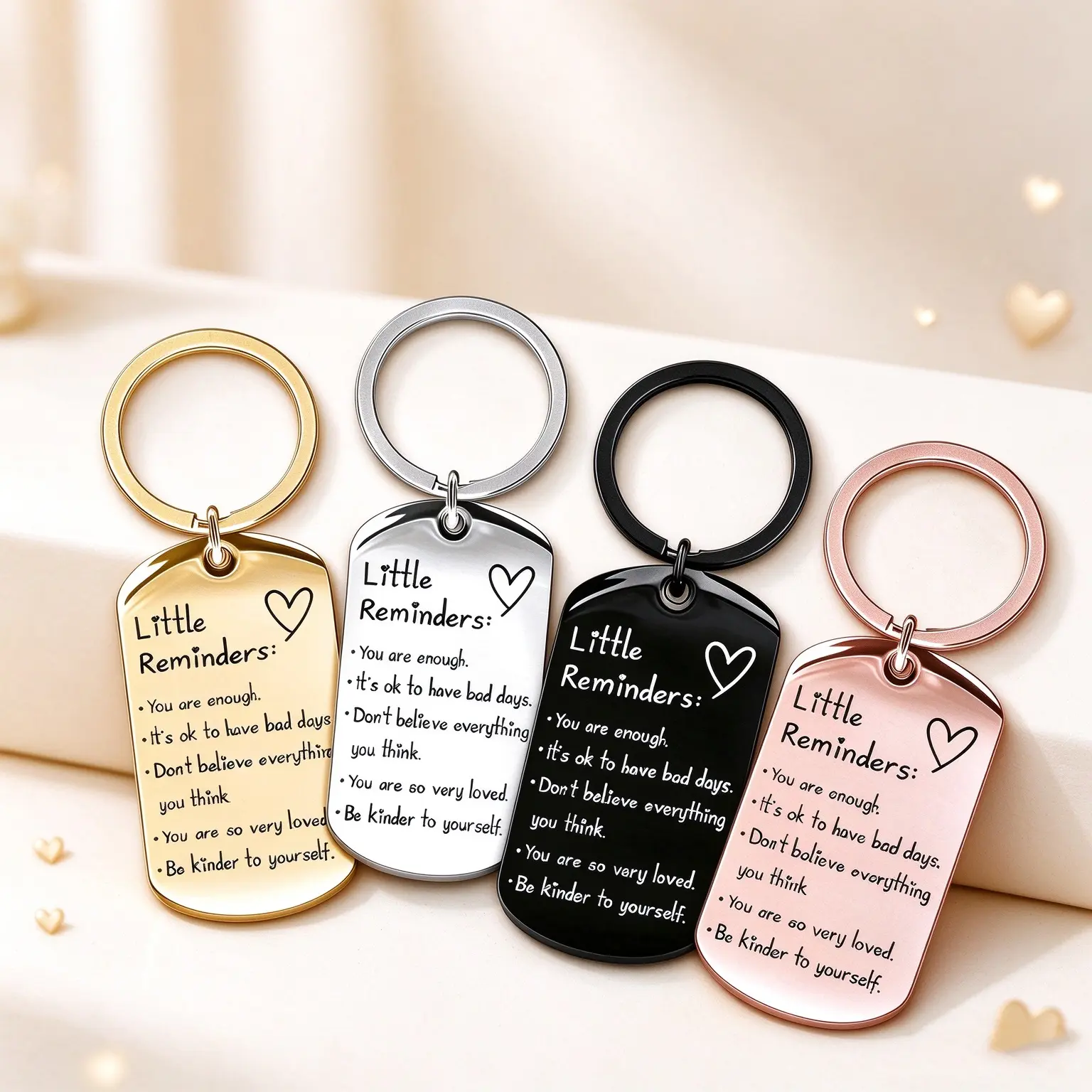 Unisex Minimalist Quote Text Keychain - Palm-Sized Tag, 1.1x1.96in Daily Wear Accessory, All Seasons Gift with Gift Box, Keychains for Women, Uplifting Friend Present