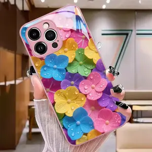 Women's Floral Silicone Phone Case - Customized Matte Soft Edge Shockproof Cover with Camera Protection, Rose Pink Premium Accessory for IP 17 Pro Max, 16 Pro, 15