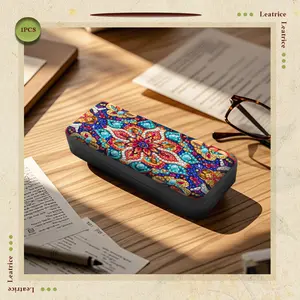 5D Vintage Floral Diamond Painting Eyeglasses Case, Hard Shell Protective Sunglasses Box, Bohemian Style Portable Glasses Storage for Travel Daily Use