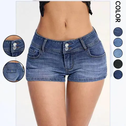 Women's Fitted Denim Jean Shorts, Jeans Shorts, Summer Essential, High Stretch, Stretchy Low Waist, Butt Lifting, Slimming, Party, Music Festival, Street Style, Casual, Basic, Bottom
