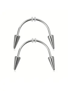 2pcs Gothic Punk Vampire Fangs & Spike Teeth Piercing Jewelry - /Uncoated Mouth Piercings for Lip, Nail, Fangs - Year-Round Wear for Parties & Everyday ( &) - Maintenance Body Piercing, No Plating