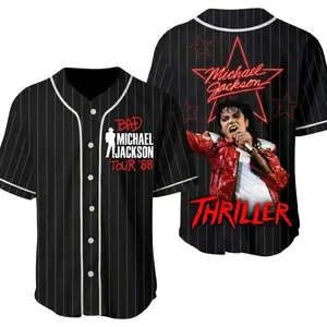 Michael Jackson Thriller Baseball Jersey, Bad Tour 88 Vintage Concert Shirt, King of Pop Retro Music Jersey, MJ Classic Dance Legend Outfit, Pop Fan Apparel for Men Women Unisex