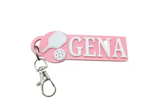 Custom Name Pickleball Keychain Backpack Bag Clip, 3D Printed - Choose From 30+ Colors Personalize with Name or Team Name