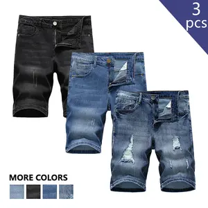 Clean Gent 3-piece set / 1-piece set: men’s slim-fit stretch denim shorts, ripped skinny jeans, stylish breathable comfortable shorts