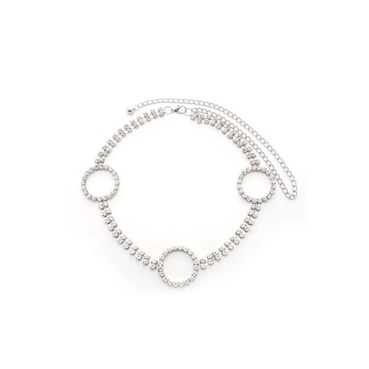 Circle 2 Line Rhinestone Chain Belt
