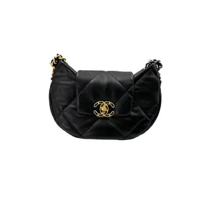 Pre-owned CHANEL leather Shoulder Bags 24C 19 Black Quilted Hobo Flap Bag(P3***HJ) IRIS137