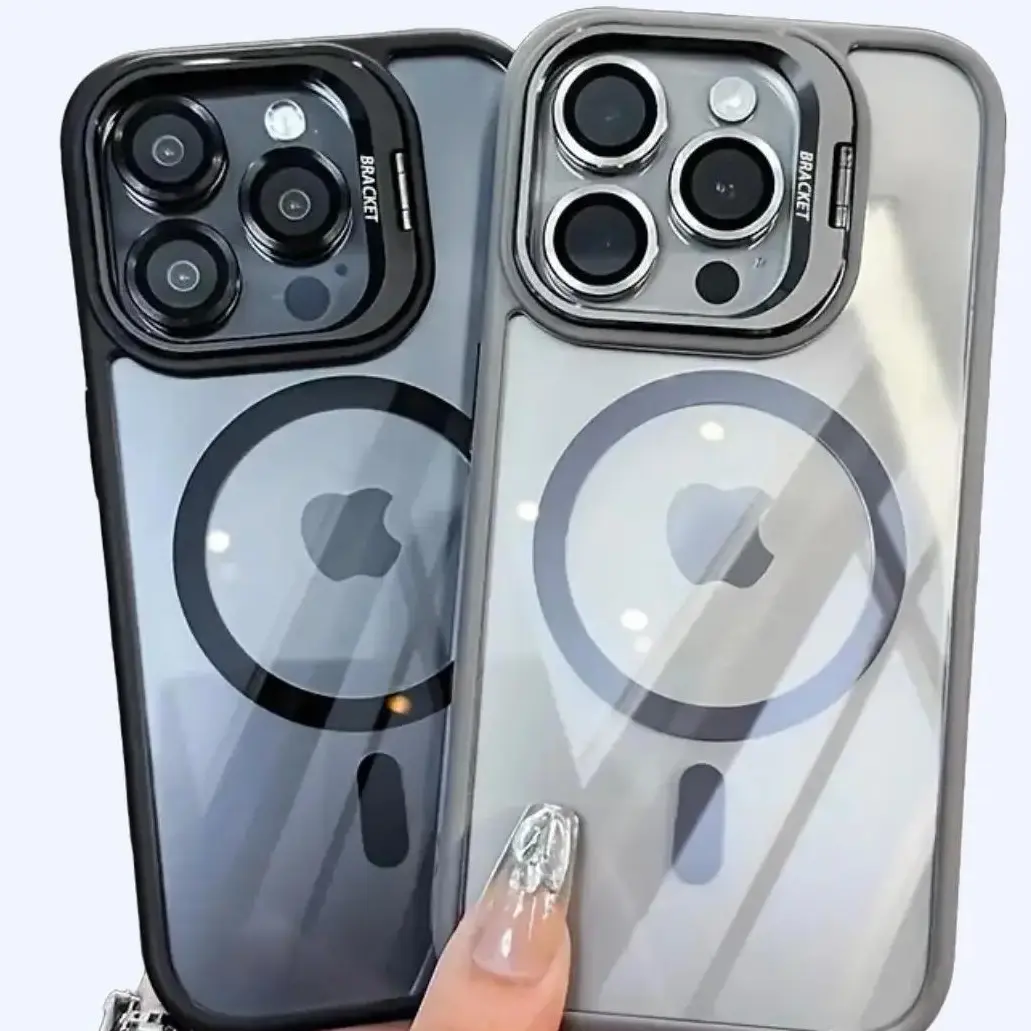 Fancy Magsafe Case Cover For iPhone 17 / 16 / 15 / 14 / 13 / 12 / Plus / Pro / Pro Max / Shockproof Case With Camera Lens and KickStand Phonecase Protector Protection Casing