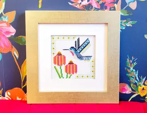 Counted Cross Stitch Kit - Blue Hummingbird, for DIY Needlework Toys & Hobbies
