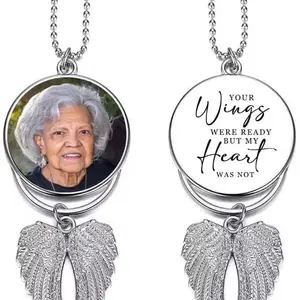 Photo Memorial Rearview Mirror Memorial Car Charm, In Loving Memory Charm, Hanging Memorial for Rear View Mirror Charm, Custom Picture Charm