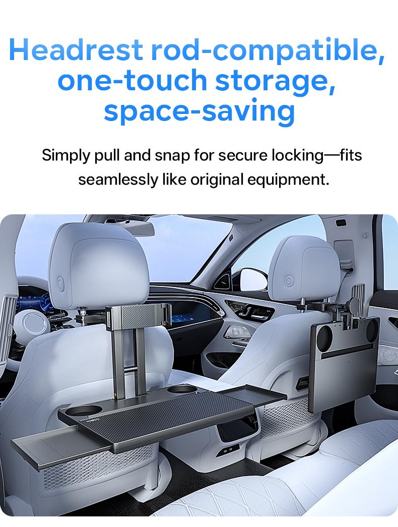 Multi-Use Car Back Seat Tray Bracket, Extendable Adjustable, Foldable Easy Install 10kg Sturdy Support, Space-Saving Mobile Office for Remote Workers, Fits Cup Phone Laptop, for Students Travelers