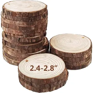20 count Large Unfinished  Slices for Centerpieces, Centerpieces for Tables,DIY Round Wooden Discs with Tree Bark for Holiday Ornaments,Rustic Wedding (2.4-2.8in)