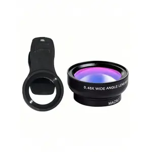 2-in-1 clip on phone camera lens kit 0.45X wide-angle lens macro lens 12.5X universal for Android and most smartphones (black), Smartphone camera accessories