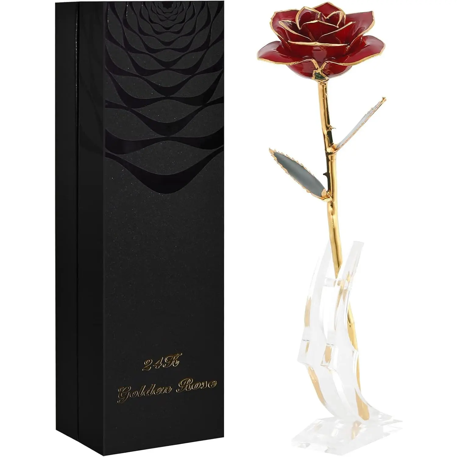 Anniversary Birthday Gifts for Women Forever  Dipped Rose Christmas Women Gifts 24k  Plated Eternal Flower Love Romantic Rose Gifts Box for Anniversary Valentines Day,Mothers Day,Birthday(red)