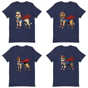 Superhero Dog Shirt, Comic Book Puppy Tee, 50+ Dog Breeds Available, Custom Dog Lover T-Shirt, Funny Pet Gift - Navy Colors