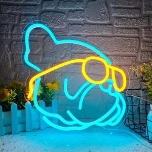 Bulldog sign wearing glasses Neon, pet shop wall decorations, fun decorations for dog-themed parties, birthday gifts for dog lovers