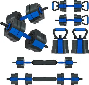 65LBS, 4-in-1 Adjustable Dumbbells Set Free Weight Set with Connector Used as Barbell, Kettlebells, Push up Stand, Fitness Exercises for Home Gym Suitable Men/Women