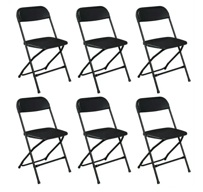 6 Pack Plastic Folding Chairs Black Heavy Duty Indoor Outdoor Portable Stackable Chairs for Party Office Event