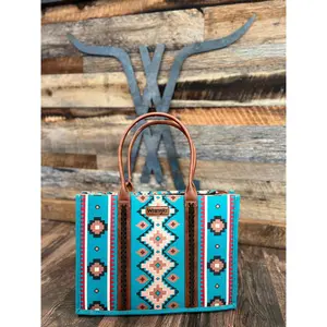 Teal Southwestern Large Tote Bag for Women - Perfect for Travel