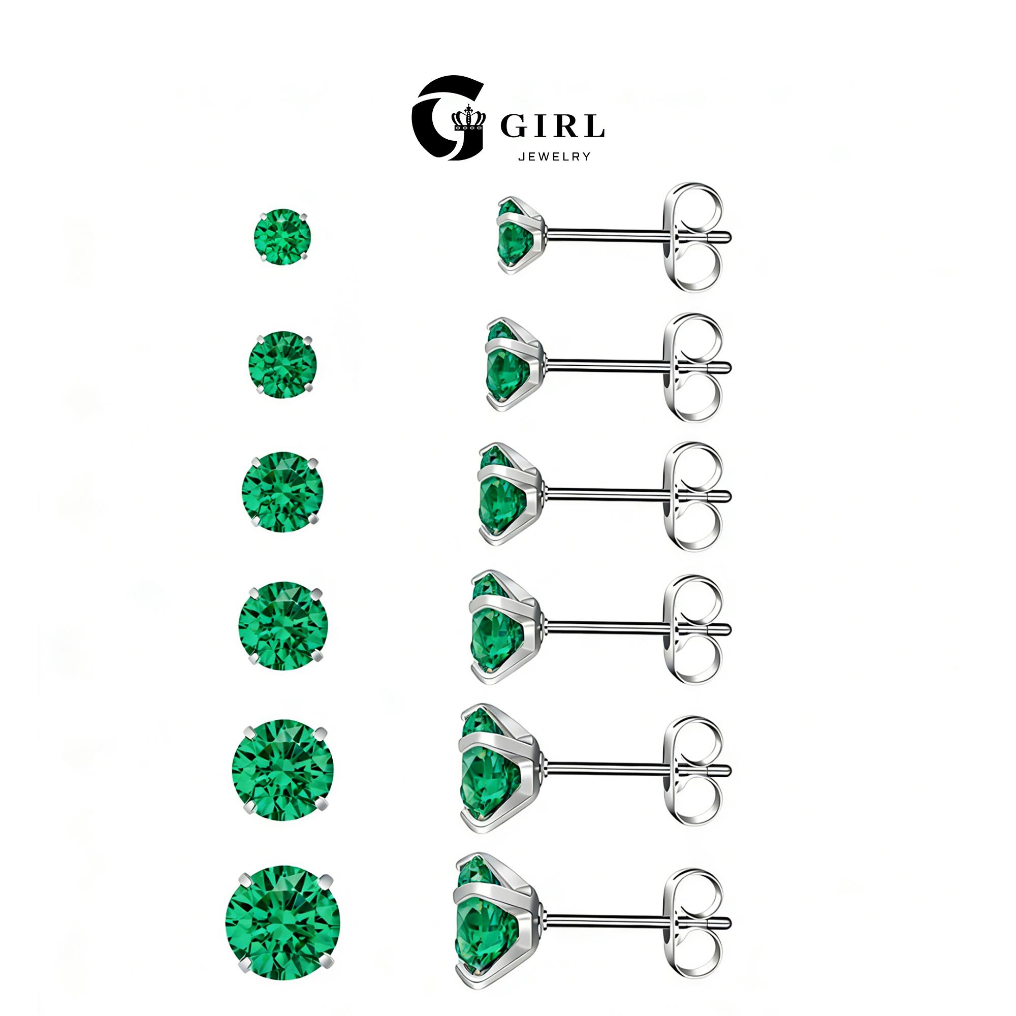 6 Pairs Stud Cubic Zirconia Earrings Set( 3-8mm), Stainless Steel Hypoallergenic Cubic Zirconia Earrings Chic Gorgeous Jewelry As Gift for Girlfriend, Elegant Minimalist Earrings 6 Pairs Stud Cubic Zirconia Earrings Set( 3-8mm), Stainless Steel Hypoallergenic Cubic Zirconia Earrings Chic Gorgeous Jewelry As Gift for Girlfriend, Elegant Minimalist Earrings
