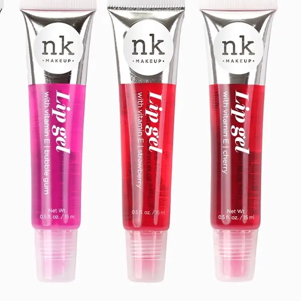 NK Non-Toxic Liquid Lip Gloss - Lightweight, Hydrating, Smooth Beauty Product with Mirror Finish, Translucent Lip Care (Bubblegum, Cherry, Strawberry Shades), 0.5 fl oz