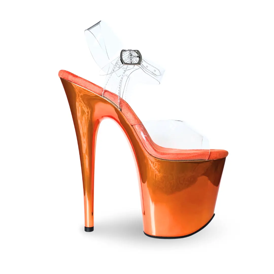 Chrome Orange 8 Inch Skripper Pole Dance Heels