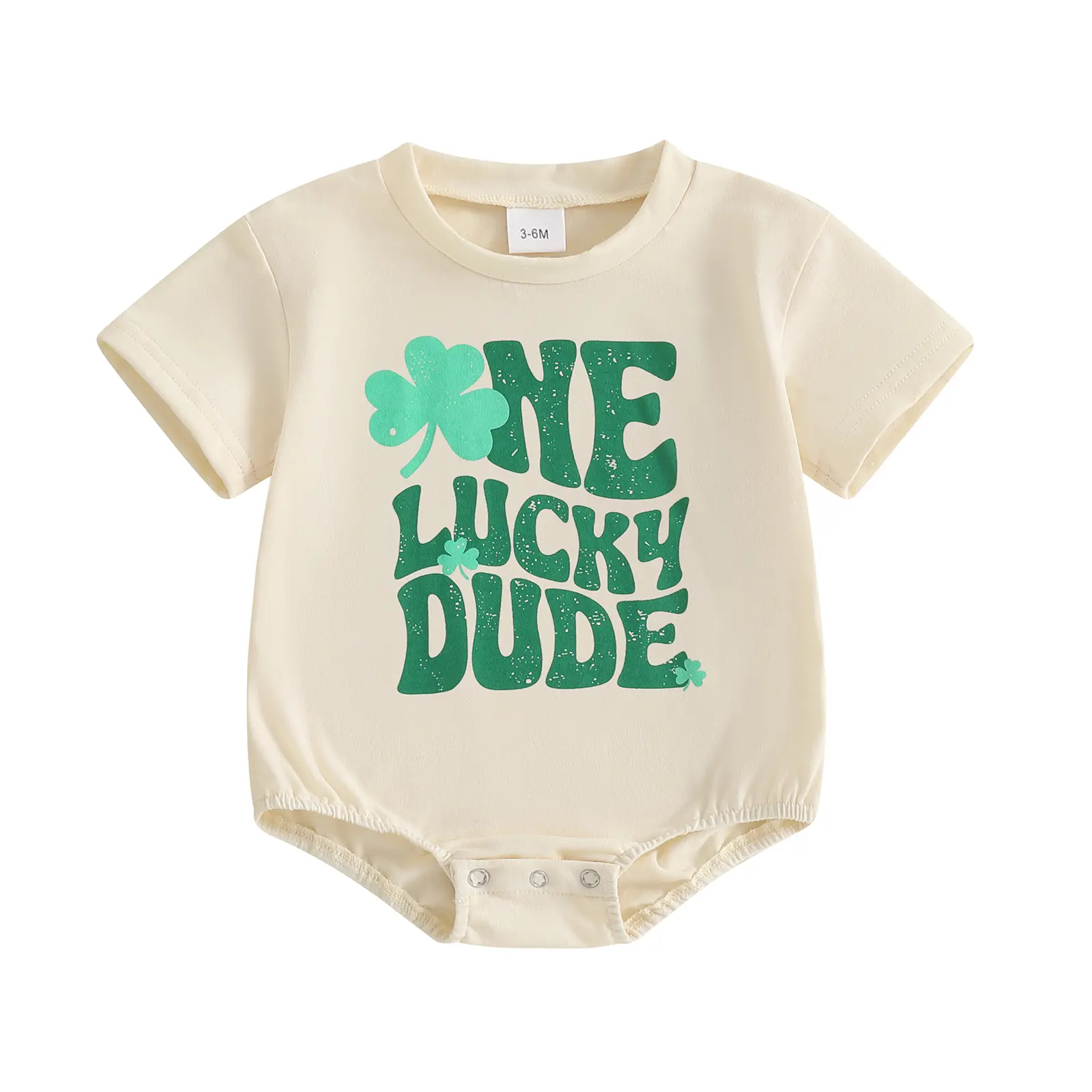 Infant Baby Girl Boy St. Patrick's Day Romper One Lucky Dude Short Sleeve Shamrock  Romper Bodysuit Newborn Onesie Clothes
