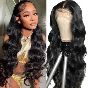 30 Inch Body Wave Lace Front Wigs Pre Plucked 13x4 HD Lace Front Wigs Blended Human Hair 220% Density Body Wave Glueless Frontal Wigs for Women