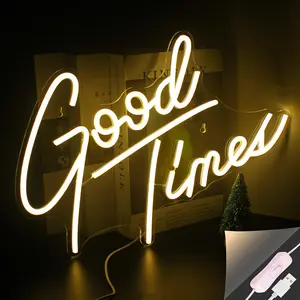 USB Powered Good Times LED Neon Sign, Creative Wall Mounted Dimmable Neon Sign, Decorative Light for Home Room Car Wedding Holiday Decoration, LED Neon Lights