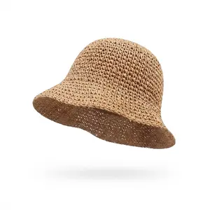 Summer Beach Straw Sun Hat | Women's Handmade Lightweight Breathable Bucket Hat UV Protection
