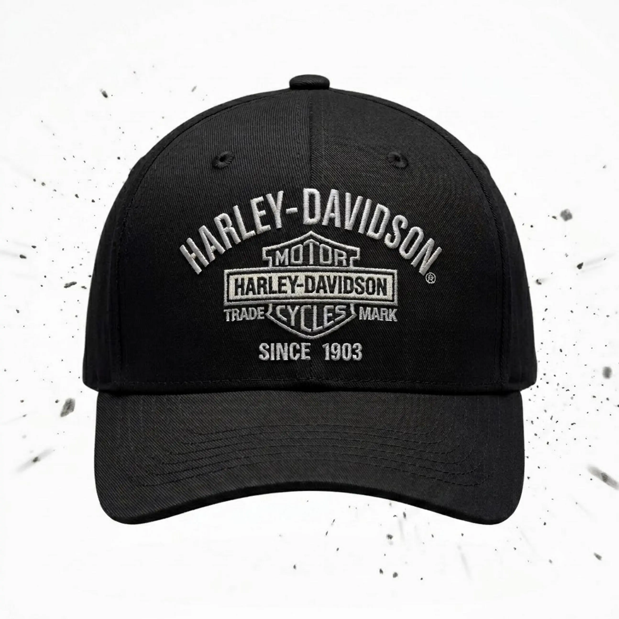 Harley Davidson Since 1903 Black Embroidered Hat, Vintage Motorcycle Baseball Cap for Men, Adjustable Biker Dad Hat, Retro Black Rider Streetwear Cap, Motorcycle Lover Outdoor Gift