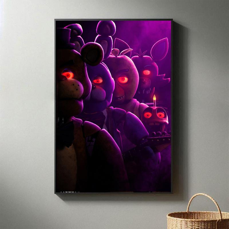 Five Nights at Freddy's Poster Freddy Wall Poster Celebrate Group Movie For Kids Room Bedroom Decor Game Lovers Canvas Art Print Teen Fans Girls Boys Birthday Gifts