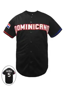 Men's Dominicana #5 Stitched Baseball Jersey, Classic Vintage Embroidery Design, Breathable Short Sleeve Basebase Shirt, Hip Hop Hipster Sportswear Button Down Shirts Sports Uniforms Men Women Jersey All Seasons Wear