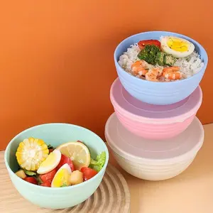 Food Storage Bowl Reusable Bowl with Dust Cover, Microwave and Dishwasher Safe, Suitable for Soup, Oatmeal, Ramen, Camping, Dormitory, Tableware Set Oven Plastic Indoor Lightweight