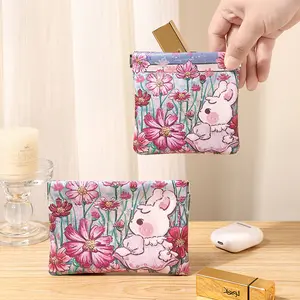 Cute Rabbit Design Snap Button Storage Bag Set, Large Capacity Portable Multi-Compartment Organizer, Ideal for Glasses, Data Cables, Lipstick, Cosmetics, Travel Cosmetic Bag