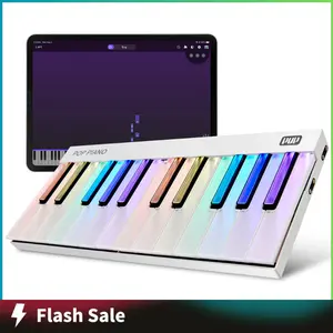 Smart Piano Keyboard with Built-in LED Light and Free App, 24-Key Smart Piano for Beginners, Portable travel piano Keyboard,Mini Piano Keyboard, MIDI Supported, Birthday or Holiday Gift