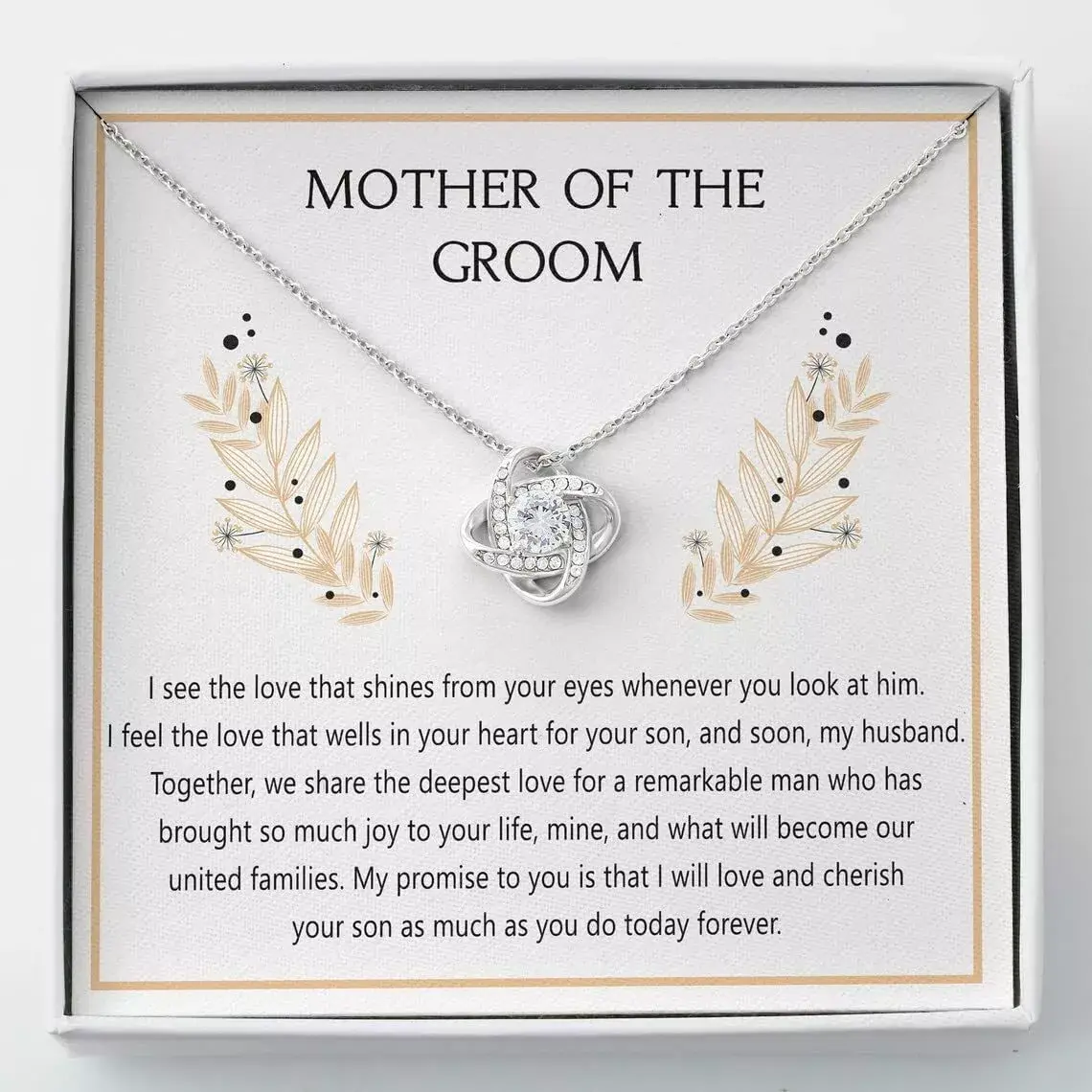 Mother of the Groom Gifts Love Knot Pendant Necklace, Necklace for Bonus Mom/Boyfriend's Mom/Mother of the Bride/Mother of the Groom/Daughter, Wedding Gifts