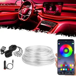 DIBMS Car LED Strip Lights, RGB 5 in 1 Ambient Lighting Kits , 16 Million Colors Car Interior Lights with Wireless APP and Remote Control,Music Rhythm Mode,Car LED Lights, RGB Music Mode Interior Car LED Strip Kit