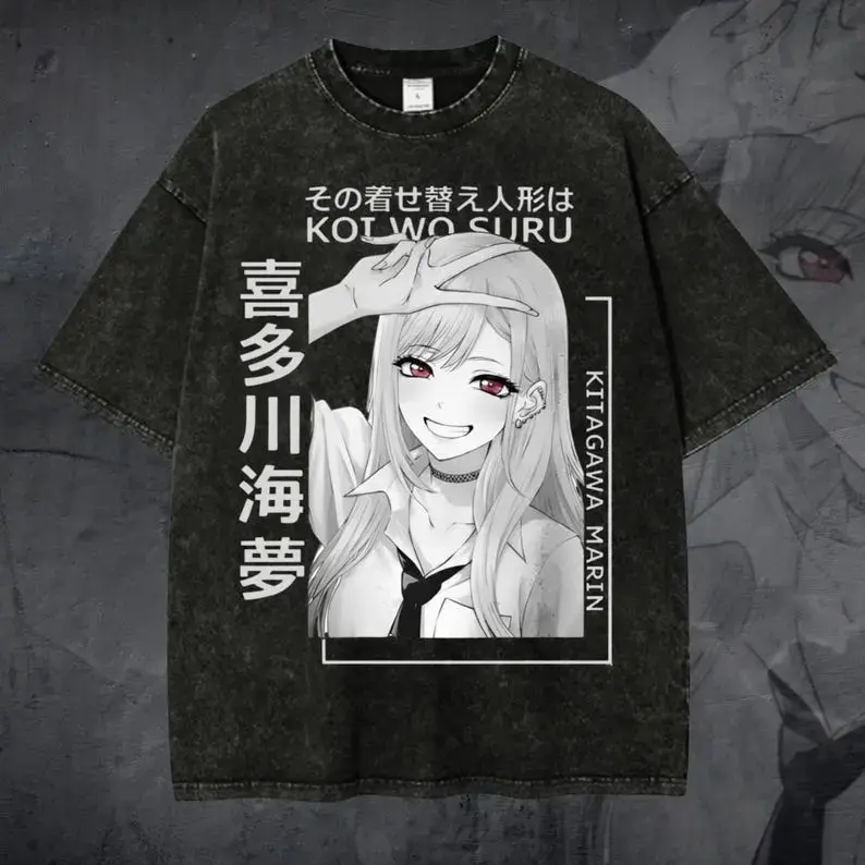 valentine shirts My Dress-Up Darling Marin Kitagawa Bootleg Style,My Dress-Up Darling Marin Kitagawa Casual Washed, Marin Kitagawa Hoodie, Streetwear, Anime Fan Gift, Men's T-shirt Vintage Black