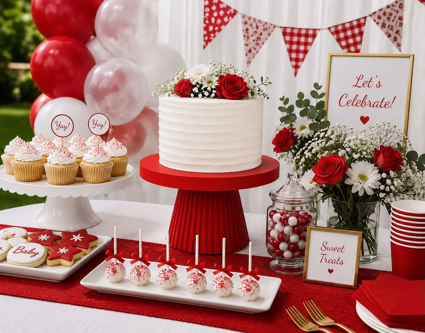 Red cake stand