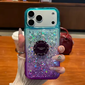 XYZ for iPhone 15 16 17 ProMax Case withRing Stand, for Galaxy S22 23 24 25 Women Girls Bling Holographic Sparkle Glitter Cute Cover,Diamond Ring Protective Christmas Gifts
