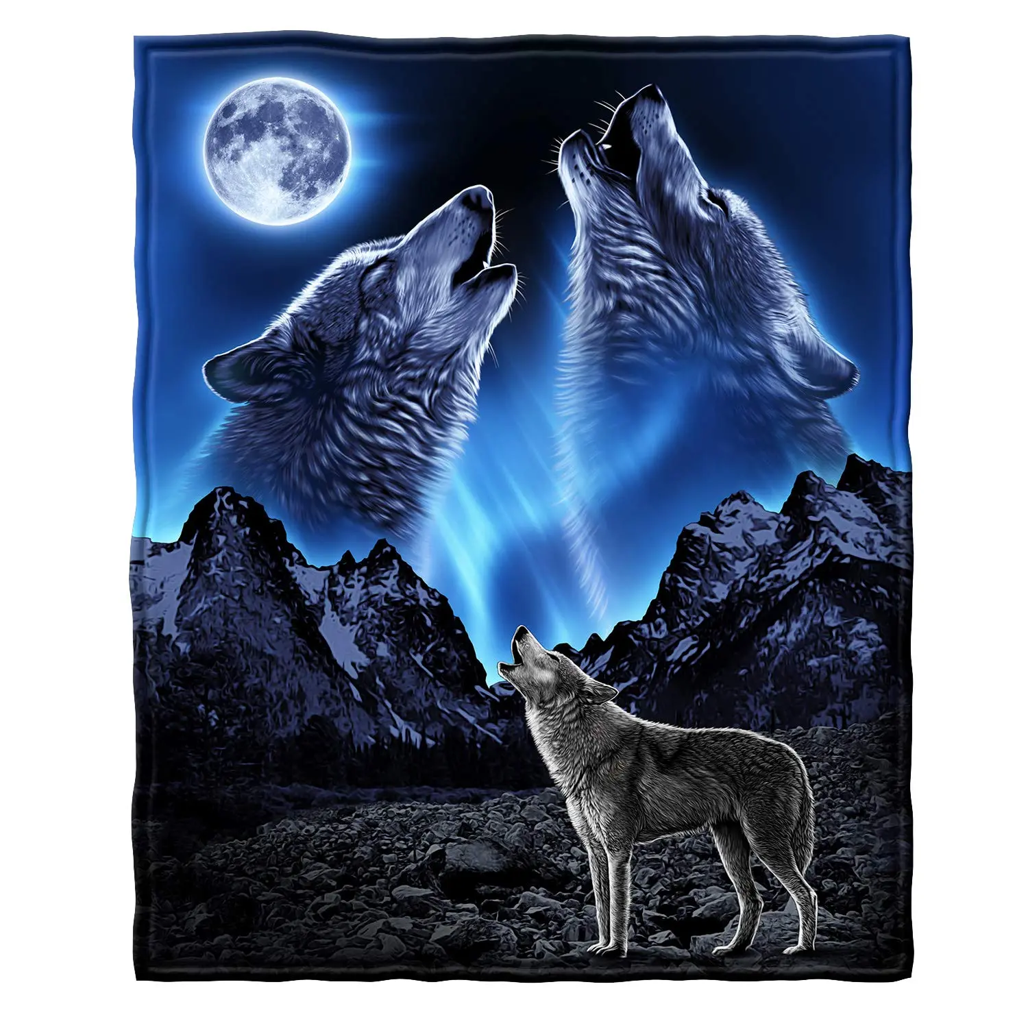 Howling Wolf Fleece Blanket for Bedroom - Super Soft Plush Animal Blanket for Warming Cozy Setup, Animal Blankets