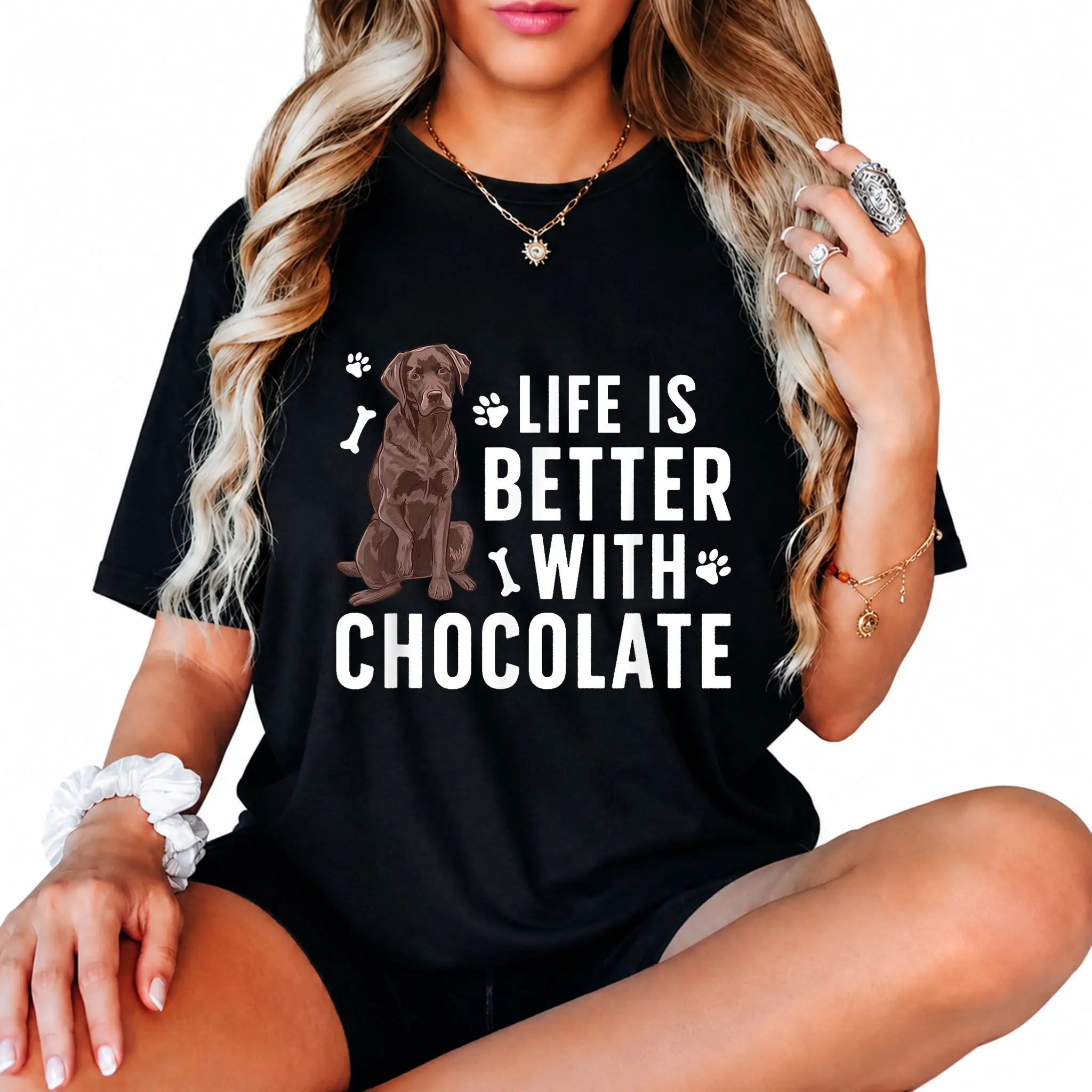 100% Cotton Unisex Life Is Better Chocolate Labrador Owner Chocolate Lab Lover T-Shirt